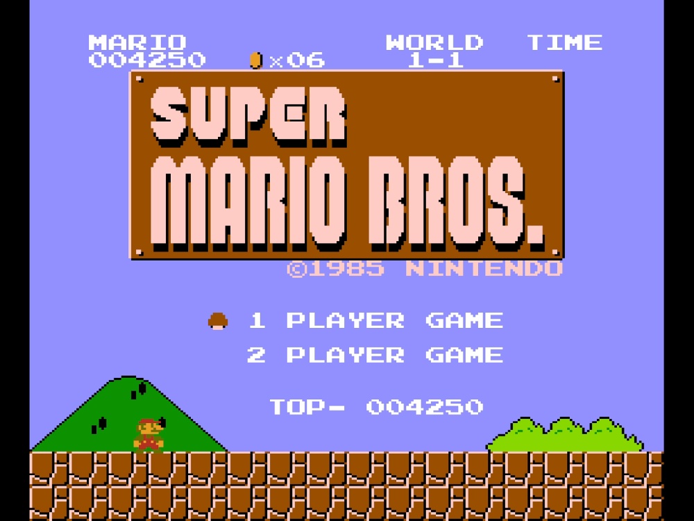 Title Screen of Super Mario Bros. for NES
